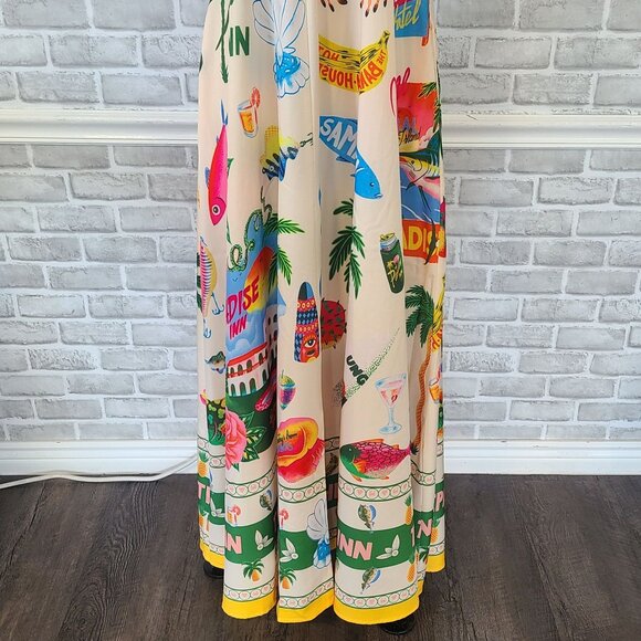 Boutique Beach Maxi Dress Women XL NEW Beach Resort Abstract Artsy Whimsical - Picture 10 of 11